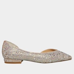 Betsey Johnson SB-Reeve Champagne Rhinestone Flat sz. 9